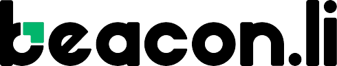 Logo displaying the word “beacon.li” in bold black letters, with the top left part of the “b” in green, forming a stylized design. The background is light gray.
